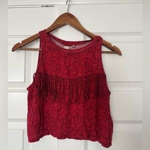 PacSun Red Print Fringe Tank Top